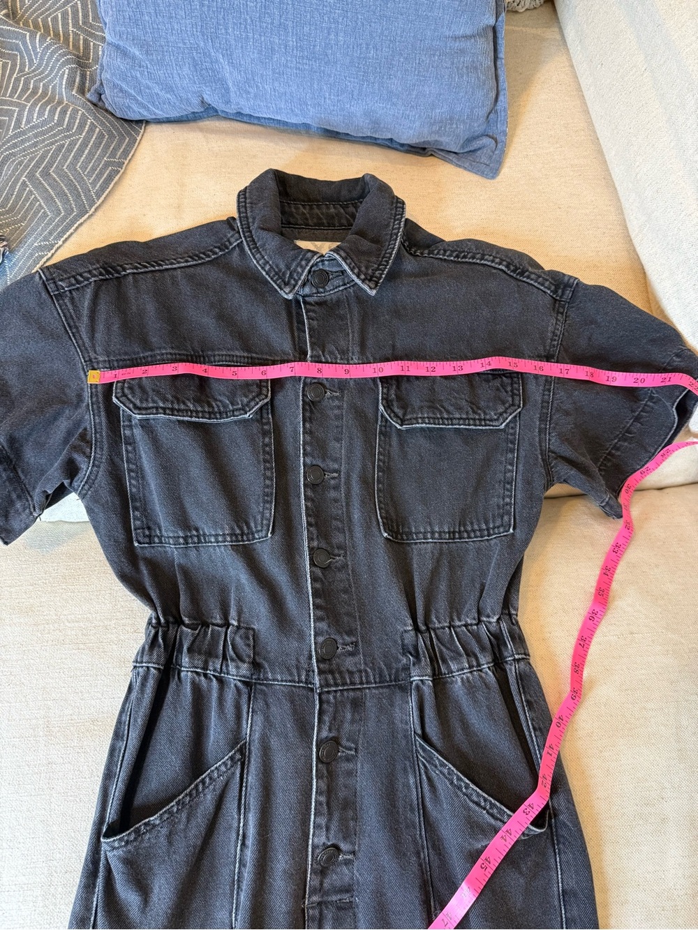 We the Free, Free People Black Denim Button up Jumpsuit, XS - Picture 5 of 10